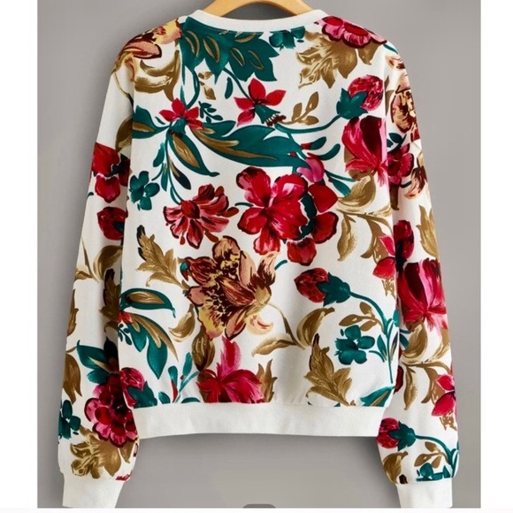 “Shein” brand gorgeous floral,drop shoulder, knit pullover top, size L -NWOT - Picture 4 of 13